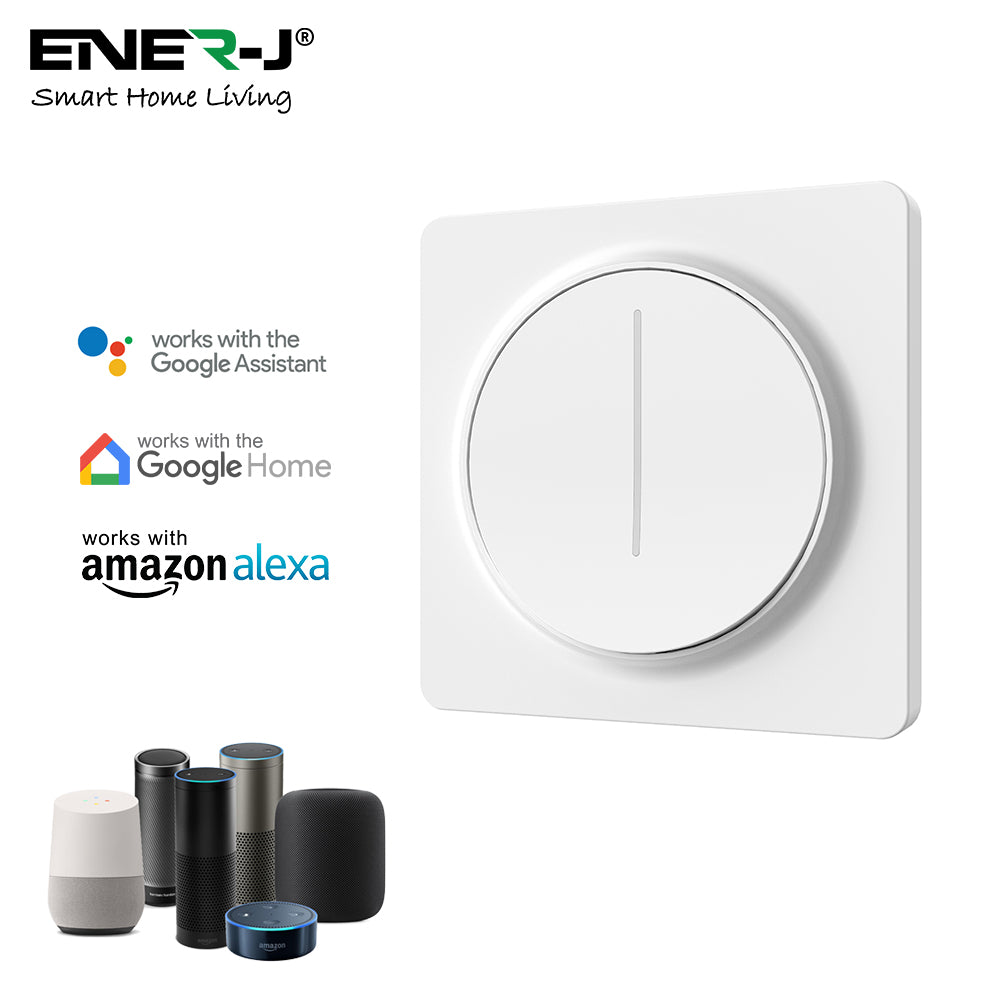 Smart Wi-Fi Dimmable Switch 1 Gang, Smart Dimmable Switch For Led Lights, Compatible With Alexa For Dimming Lights & Bulbs, White