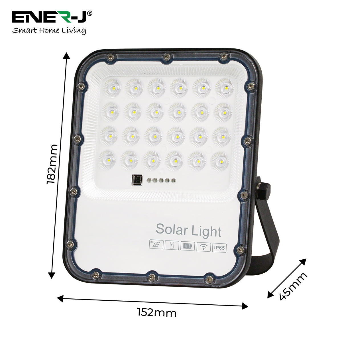 50W LED Floodlight Outdoor with Solar Panel, IP65 Waterproof, 1100 Lumens, Wall Light Work Lighting for Garage, Garden, Warehouse etc
