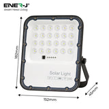 50W LED Floodlight Outdoor with Solar Panel, IP65 Waterproof, 1100 Lumens, Wall Light Work Lighting for Garage, Garden, Warehouse etc