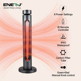 ENER-J 1200W Portable Infrared Heater – IP65 Rated Indoor & Outdoor Electric Space Heater with 8 Heat Settings, Oscillation, Low-Energy Silent Operation for Home, Office, Patio or Garden