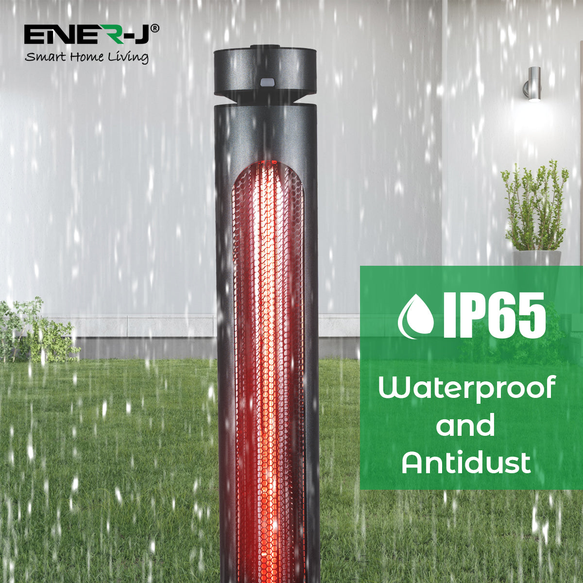 ENER-J 1200W Portable Infrared Heater – IP65 Rated Indoor & Outdoor Electric Space Heater with 8 Heat Settings, Oscillation, Low-Energy Silent Operation for Home, Office, Patio or Garden