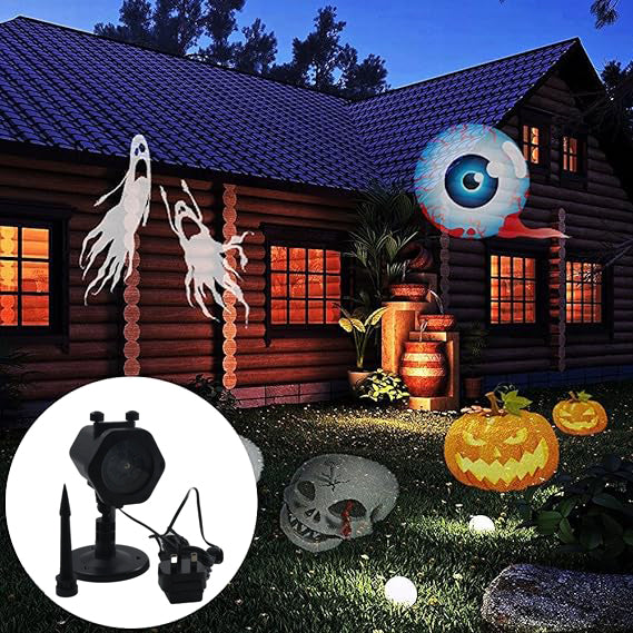 Christmas Projector Lights, 12 Card LED Outdoor Indoor Landscape Projection Lamp Waterproof Mobile Spotlight Halloween Christmas Wedding Parties etc