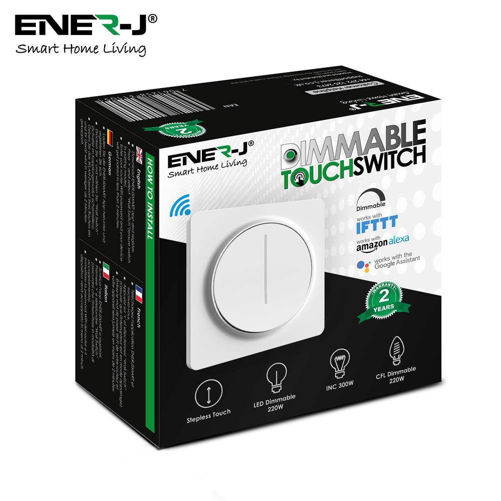 Smart Wi-Fi Dimmable Switch 1 Gang, Smart Dimmable Switch For Led Lights, Compatible With Alexa For Dimming Lights & Bulbs, White