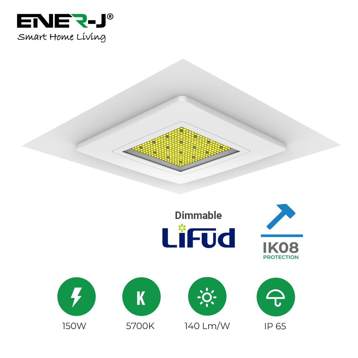 150W Premium Canopy Lights with 140 Lm/W & Dimmable Lifud Driver, Size 400x400mm, IP65 & IK08, Includes Recessed Mounting Kit & Surface Bracket installation, 5700K, 5 Years warranty