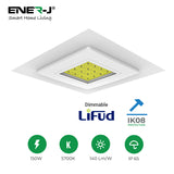 150W Premium Canopy Lights with 140 Lm/W & Dimmable Lifud Driver, Size 400x400mm, IP65 & IK08, Includes Recessed Mounting Kit & Surface Bracket installation, 5700K, 5 Years warranty