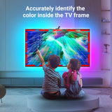 LED TV Backlight with Camera, 3.8M RGBIC LED Strip Light for 55-65 inch TVs, Smart TV Lights with Bluetooth and Wi-Fi Control, Works with Alexa, Music Sync