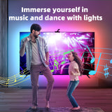 LED TV Backlight with Camera, 3.8M RGBIC LED Strip Light for 55-65 inch TVs, Smart TV Lights with Bluetooth and Wi-Fi Control, Works with Alexa, Music Sync