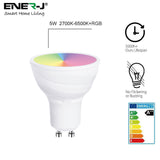 5W GU10 Smart LED WiFi Bulb, Dimmable, RGB & Tuneable Warm White to Cool White, Spotlight Bulbs, Compatible with Alexa & Google Home