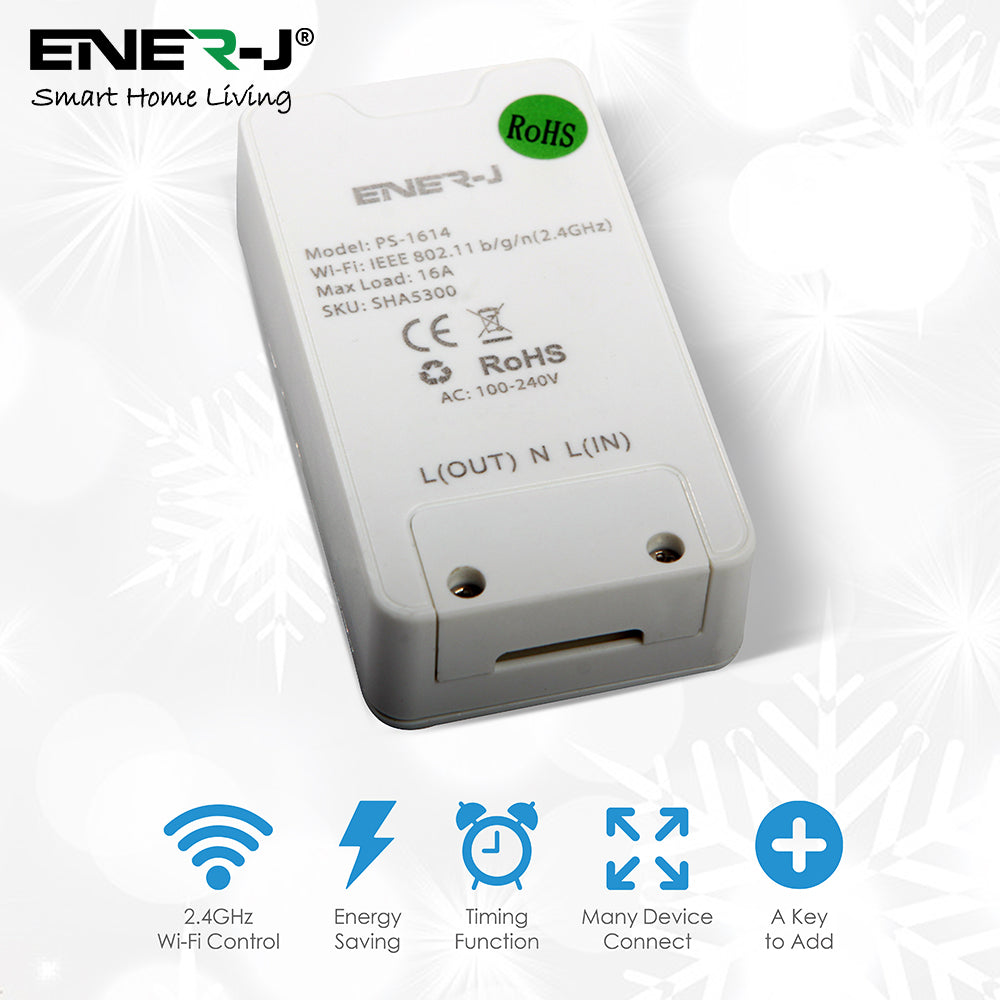 WiFi Inline Switch, Max Load 2200W. Compatible With Alexa and Google Home Voice Control