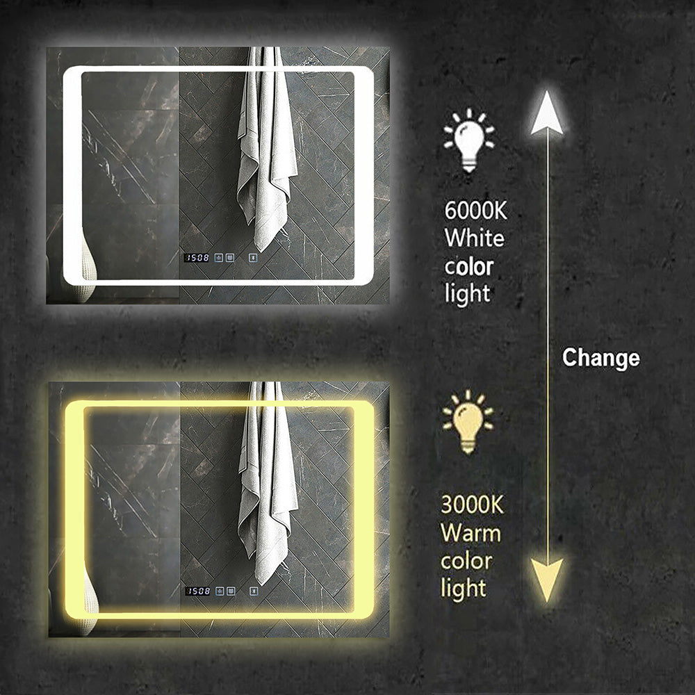 800 X 600 MM Bathroom Mirror with Bluetooth Speaker, LED Lights Illuminated Wall Mount Light-Up CCT Changing, Dimmable Touch Switch Horizontal/Vertical