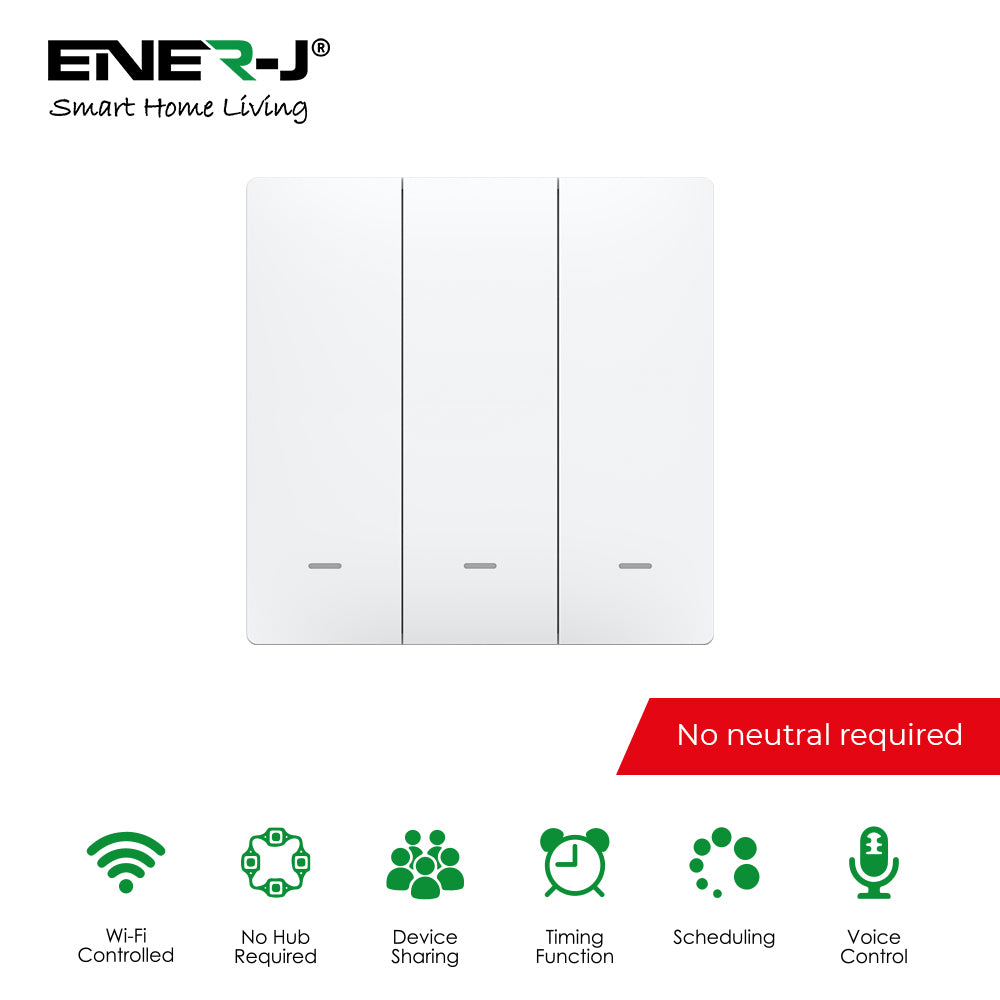 Smart Push Button Mechanical Light Switch, No Neutral Wire Required, Works with Alexa, Google Home Device, Timer