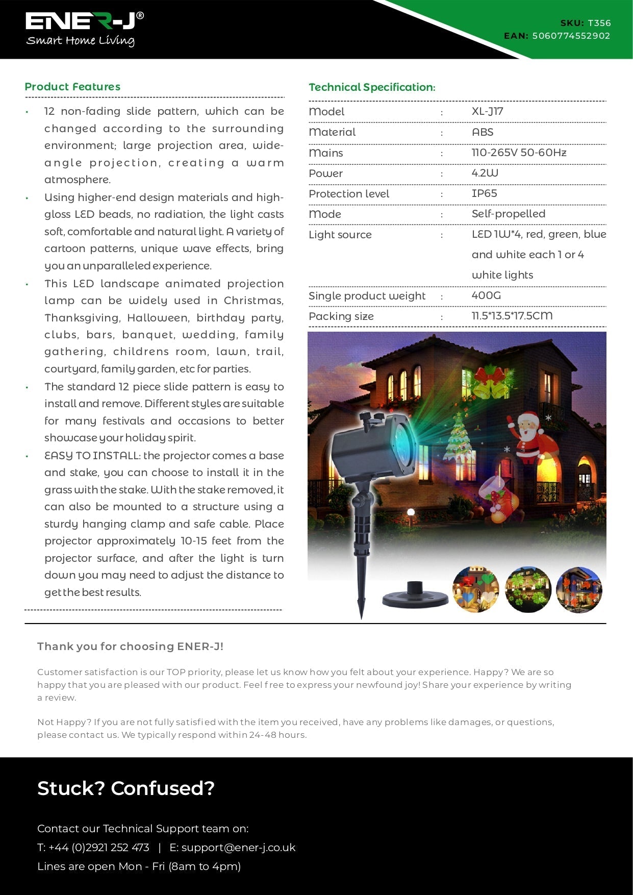 12 Patterns Christmas LED Projector Waterproof Spotlight for Halloween, Christmas, Wedding Party & Birthday Party Decoration Lights - ENER-J Smart Home