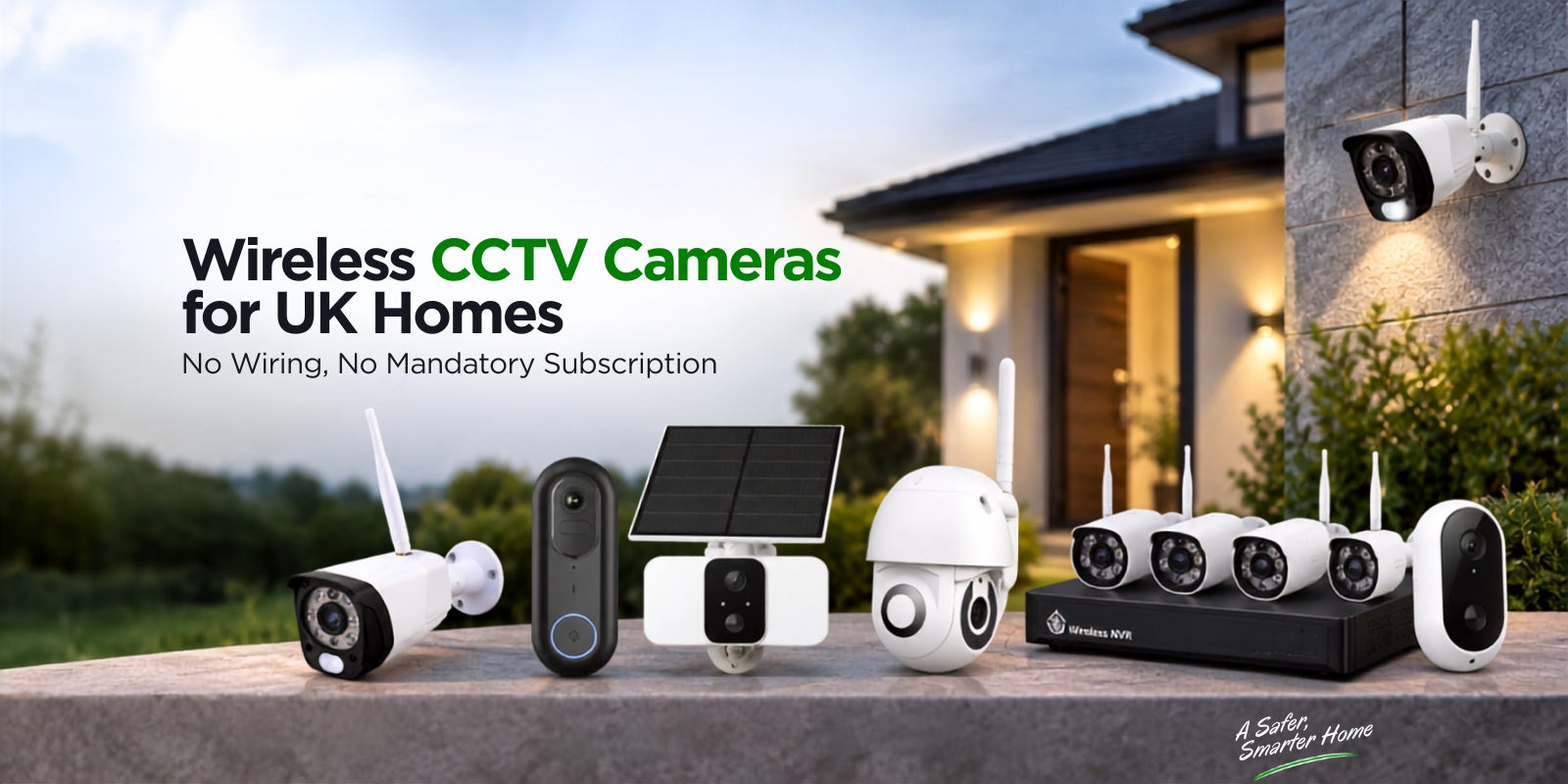 Wireless CCTV cameras for UK homes with battery-powered, outdoor, solar and NVR security camera options
