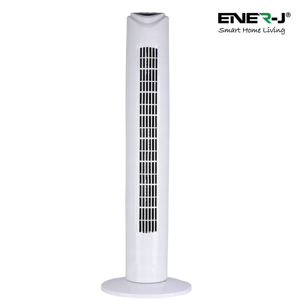 ENER-J 32" Smart Wi-Fi Tower Fan | App & Voice Control Compatible with Alexa & Google Home | White