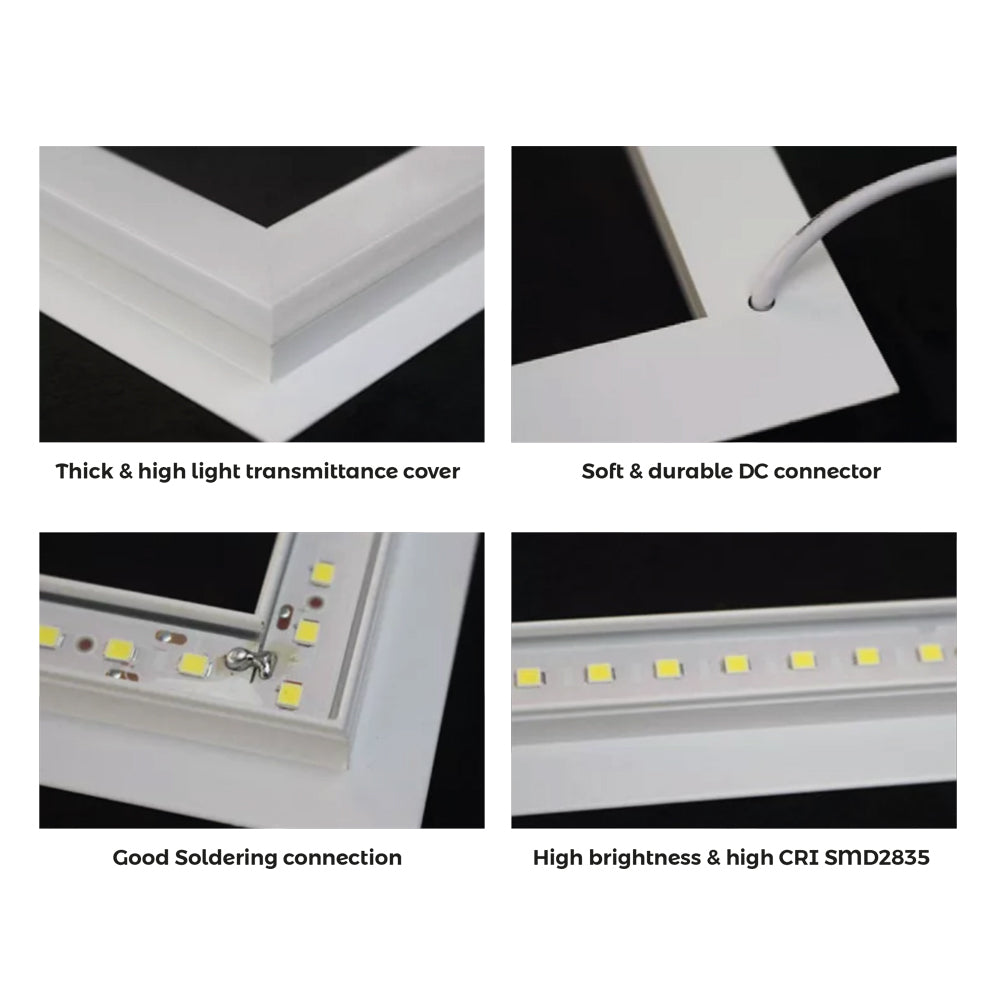 Double Square LED Ceiling Panel 60x60cms 40W 4000 Lumens, 3 Years warranty, CCT Switchable (Pack of 6)