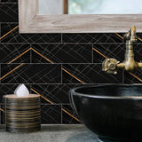 Metro Glossy Noir Stone Texture Tiles | Peel and Stick Kitchen Backsplash Tiles