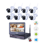 Wireless CCTV Kit with 8 x Outdoor IP Cameras with NVR, 2 TB Hard Disk & 10.5 Inches Monitor
