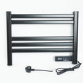 Ener-J 100W Infrared Heated Towel Rail, Wall Mounted 5-Bar Electric Bathroom Radiator, LED Timer, IP24 Black
