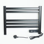 Ener-J 100W Infrared Heated Towel Rail, Wall Mounted 5-Bar Electric Bathroom Radiator, LED Timer, IP24 Black