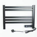 Ener-J 100W Infrared Heated Towel Rail, Wall Mounted 5-Bar Electric Bathroom Radiator, LED Timer, IP24 Black