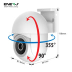 ENERJ Smart WiFi Outdoor Dome IP Camera, 2K 3MP Pan-Tilt Security Camera with Night Vision, Motion Detection, Two-Way Audio, Alexa/Google Home Compatible