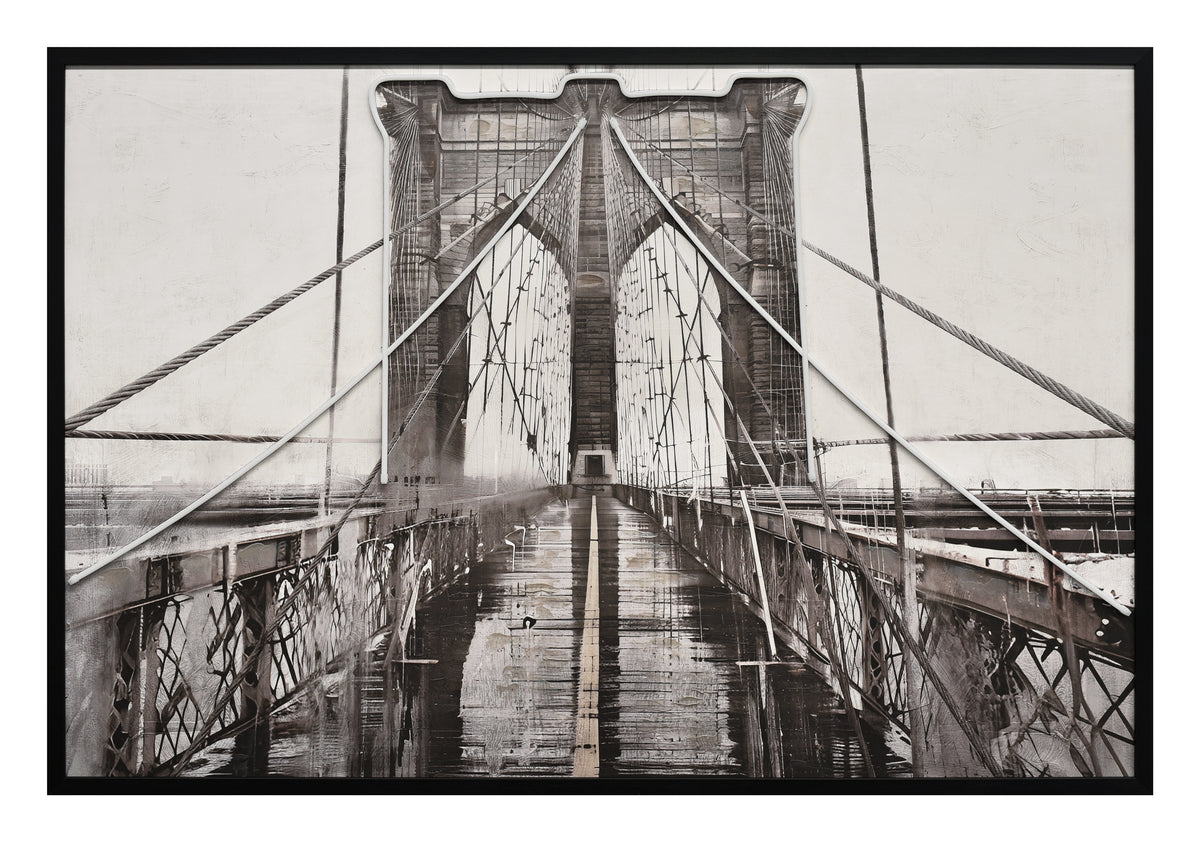 BBritwall LED Wall Art Winter Bridge Illuminated Canvas 123x83cm with UK Plug & ON Off Switch