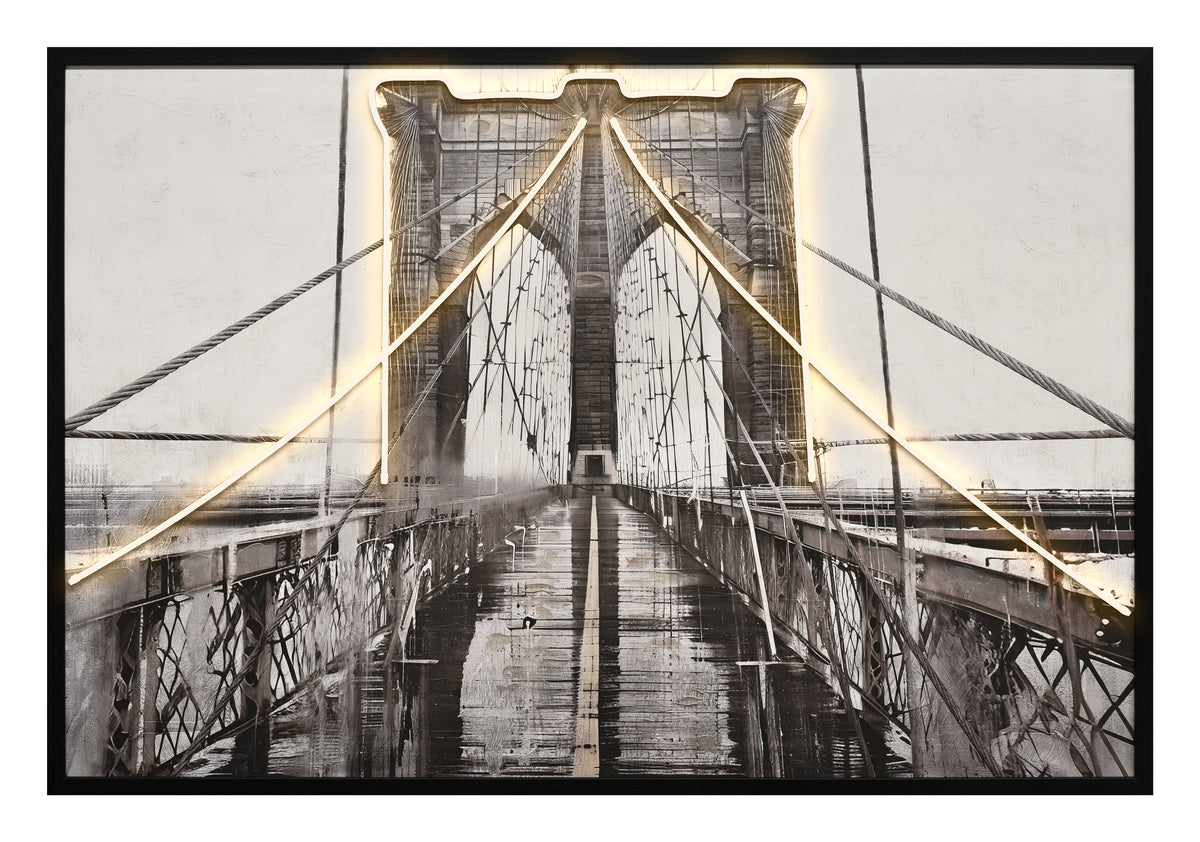 BBritwall LED Wall Art Winter Bridge Illuminated Canvas 123x83cm with UK Plug & ON Off Switch