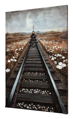 Britwall LED Wall Art Train on Tracks Illuminated Canvas 80x120cm with UK Plug & ON Off Switch