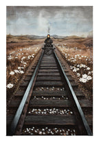 Britwall LED Wall Art Train on Tracks Illuminated Canvas 80x120cm with UK Plug & ON Off Switch