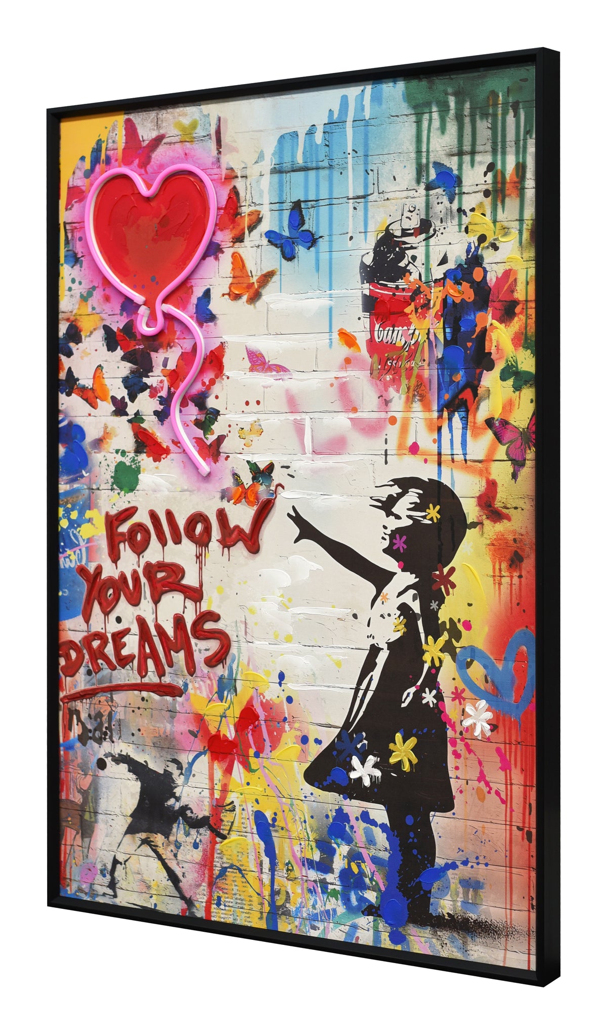Britwall LED Wall Art Girl Follow Your Dreams Illuminated Canvas 61.6x91.6cm with UK Plug & ON Off Switch