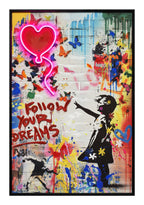 Britwall LED Wall Art Girl Follow Your Dreams Illuminated Canvas 61.6x91.6cm with UK Plug & ON Off Switch