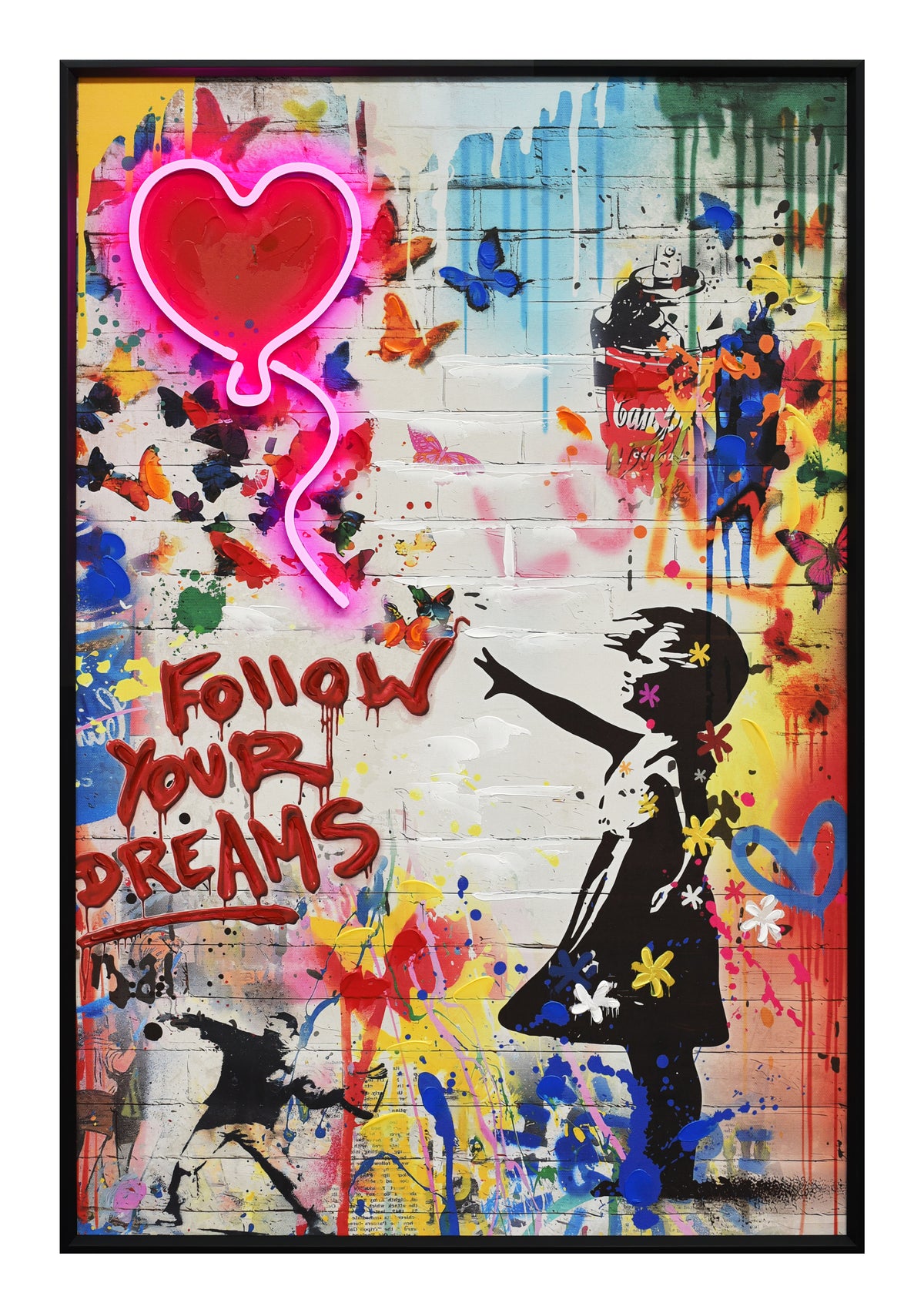 Britwall LED Wall Art Girl Follow Your Dreams Illuminated Canvas 61.6x91.6cm with UK Plug & ON Off Switch