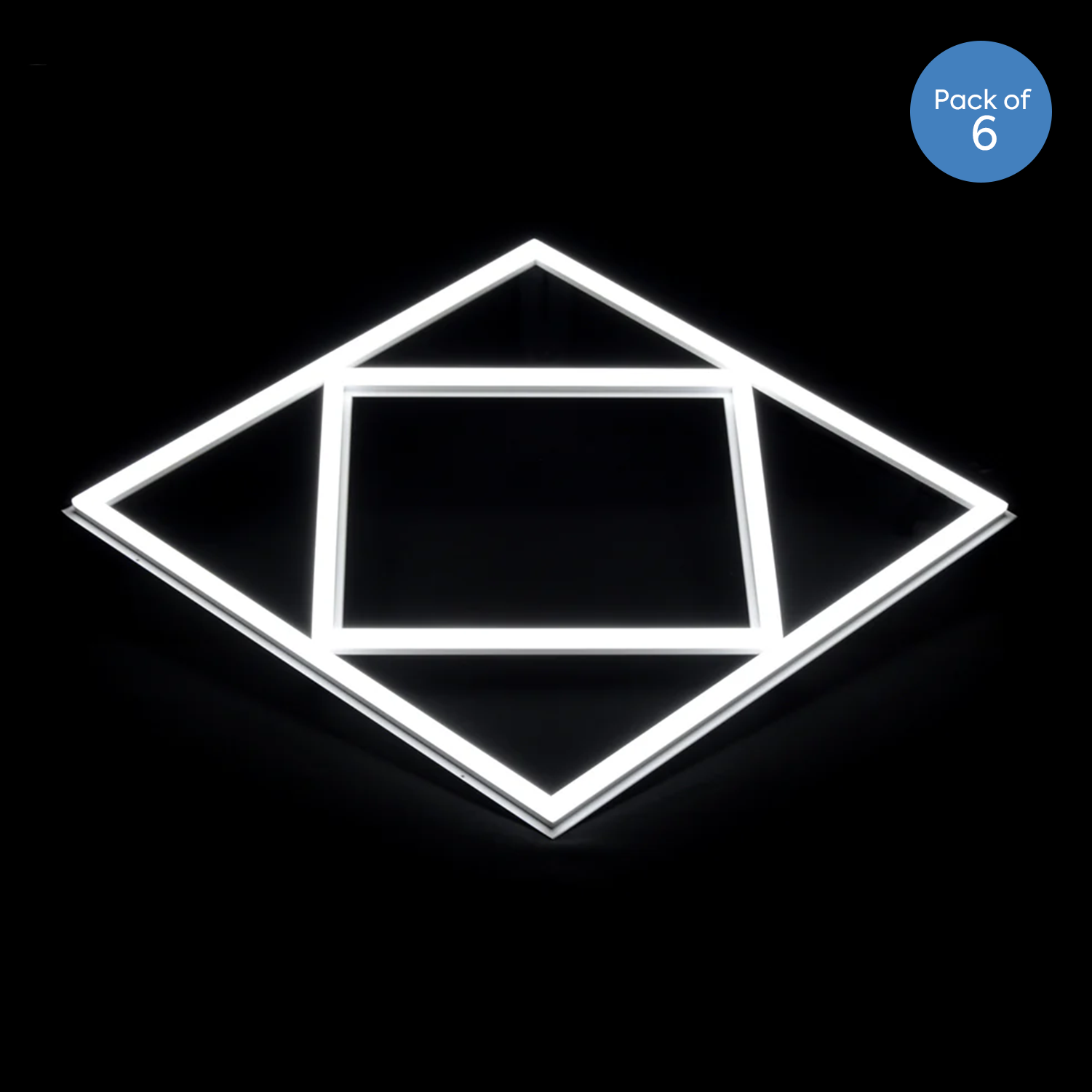 Double Square borderline Panel Light, 595x595, 40W 4000 lm, White (6000K) light in outside and blue light in inside (Pack of 6)