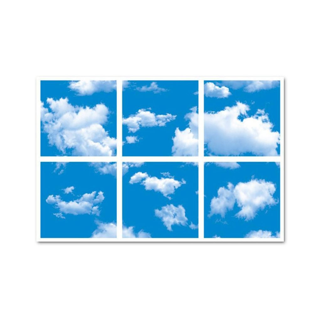 ENER-J 6-Pack 3D Sky Cloud LED Panels 60x60cm | 40W 6000K Daylight | Ceiling Grid Light