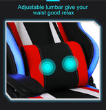 RGB Gaming Chair, LED Lights, Ergonomic Design Reclining Swivel Chair, Adjustable Armrest & Height, PU Leather High Back Office PC Chair with Lumbar Cushion and headrest