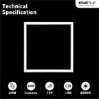 40W LED borderline panel light technical specification with 6000 lumens, 4000K daylight colour and CRI above 80 for office lighting