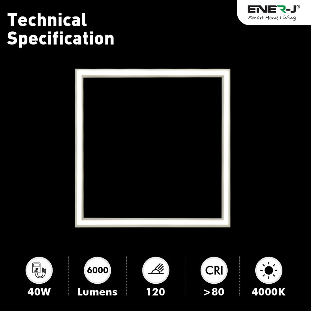 40W LED borderline panel light technical specification with 6000 lumens, 4000K daylight colour and CRI above 80 for office lighting