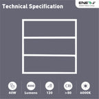 Edgelit Borderline LED Panel with Middle Bars 40W 4000 Lumens, 2 Years Warranty, 6000K for Offices, Schools, Hotels, Restaurants (Pack of 6)