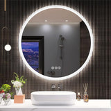 Bathroom Mirror with LED Lights, RGB Backlit Mirror with CCT & Dimming RGB Borders with Bluetooth Speaker, Round Shape Diameter 70 cms