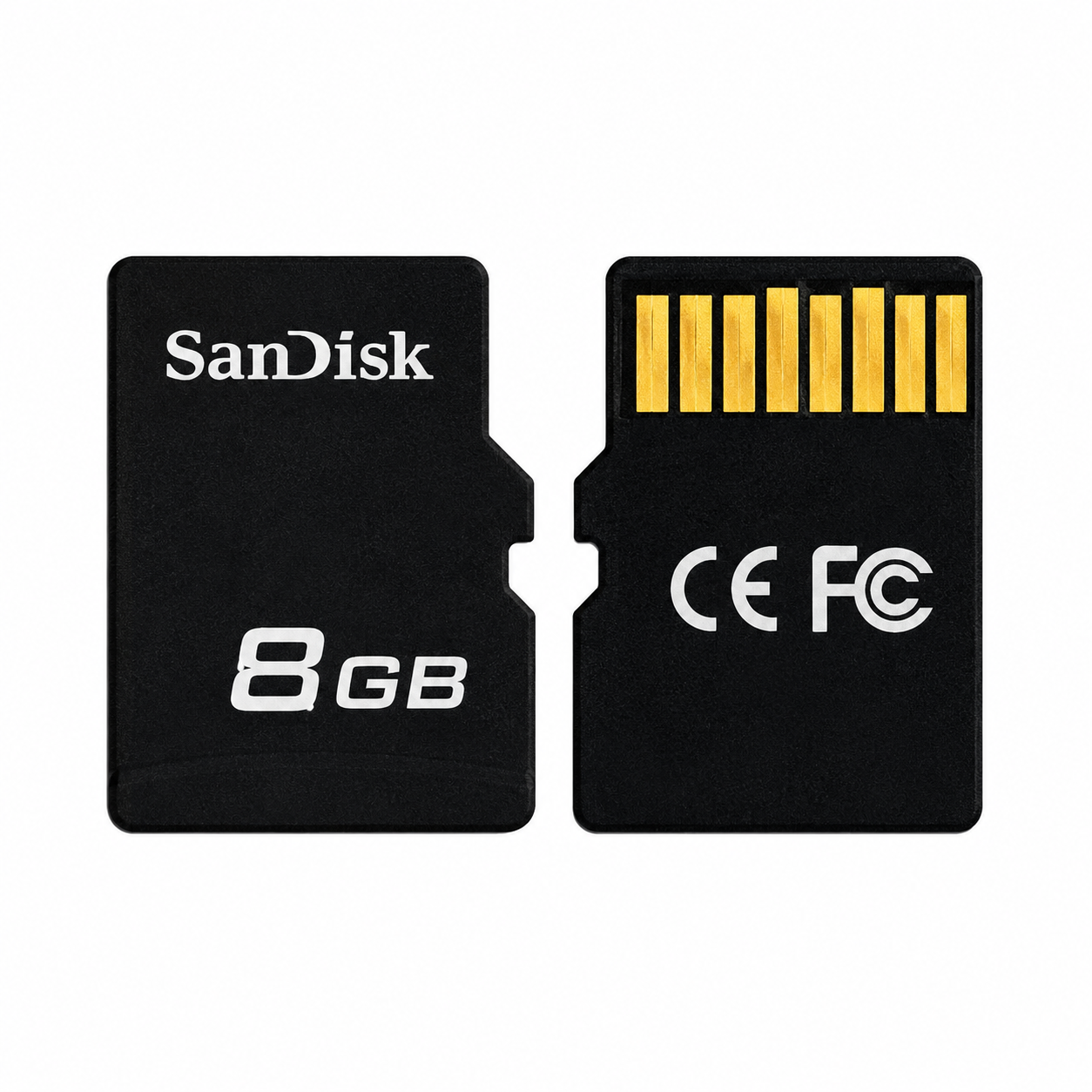 8GB SanDisk TF memory card front and back view on white background
