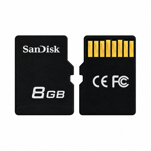 8GB SanDisk TF memory card front and back view on white background