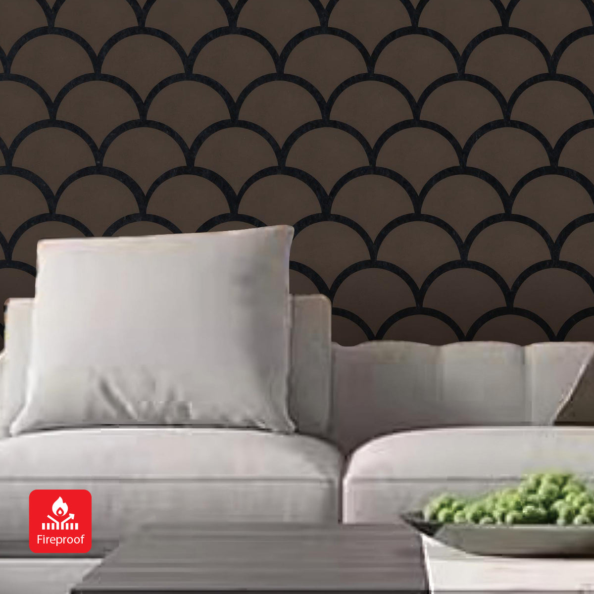 Modern Fish Scale Pattern Acoustic Wall Panel - PET + MDF Size: 640 x 665 x17 mm (Pack of 4)