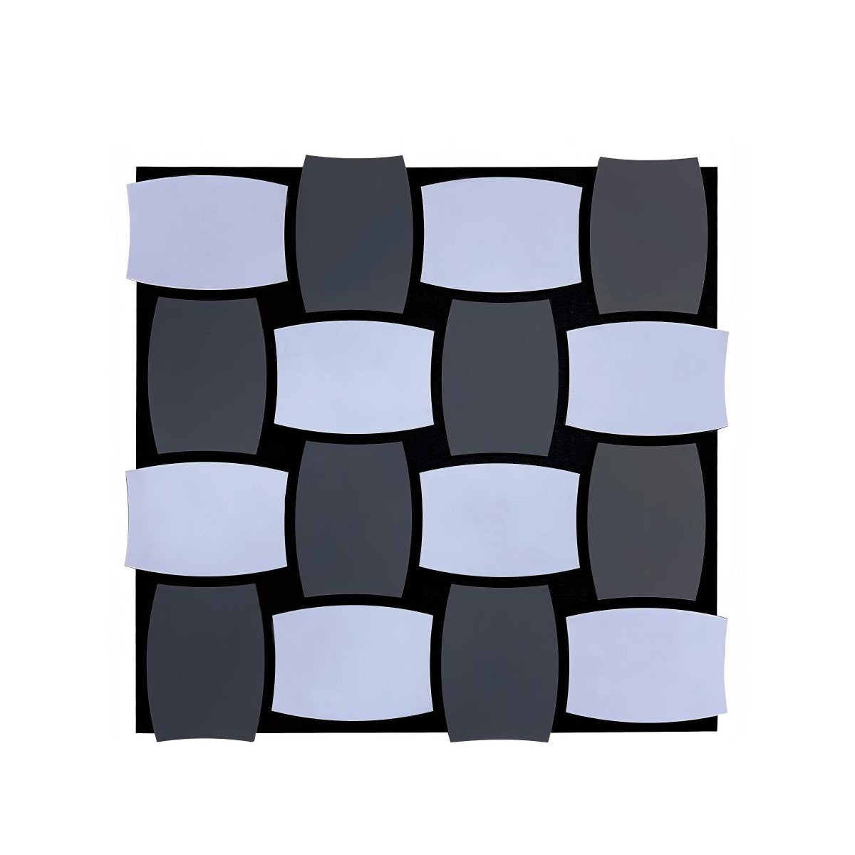 Modern 3D Checkerboard Acoustic Panel - Black & Grey - PET + MDF Size: 610 x 610 x 17 mm (Pack of 4)