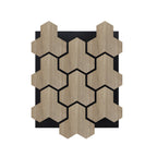 Geometric Acoustic Panel with Wooden Hexagon Pattern - PET + MDF Size: 620 x 800 x17 mm (Pack of 4)