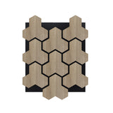Geometric Acoustic Panel with Wooden Hexagon Pattern - PET + MDF Size: 620 x 800 x17 mm (Pack of 4)