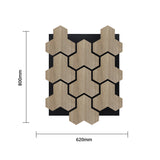 Geometric Acoustic Panel with Wooden Hexagon Pattern - PET + MDF Size: 620 x 800 x17 mm (Pack of 4)