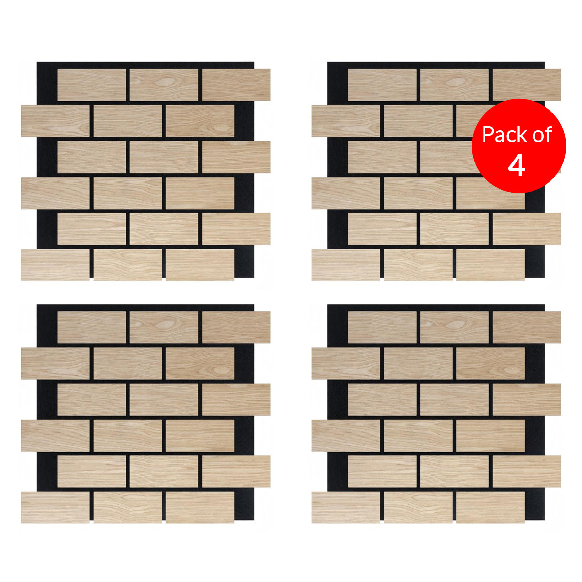 Brick Pattern Acoustic Wall Panel - PET + MDF Size: 610 x 690 x 17 mm (Pack of 4)