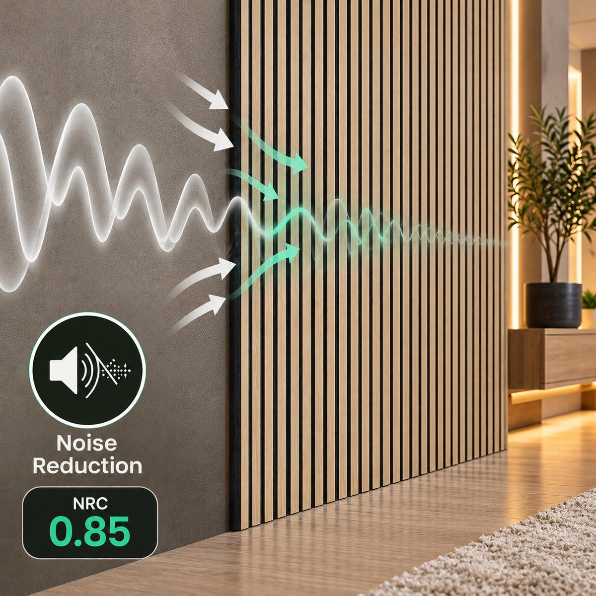 Linear Acoustic Wall Panel -  PET + MDF Size: 605 x 2400 mm (Pack of 2)