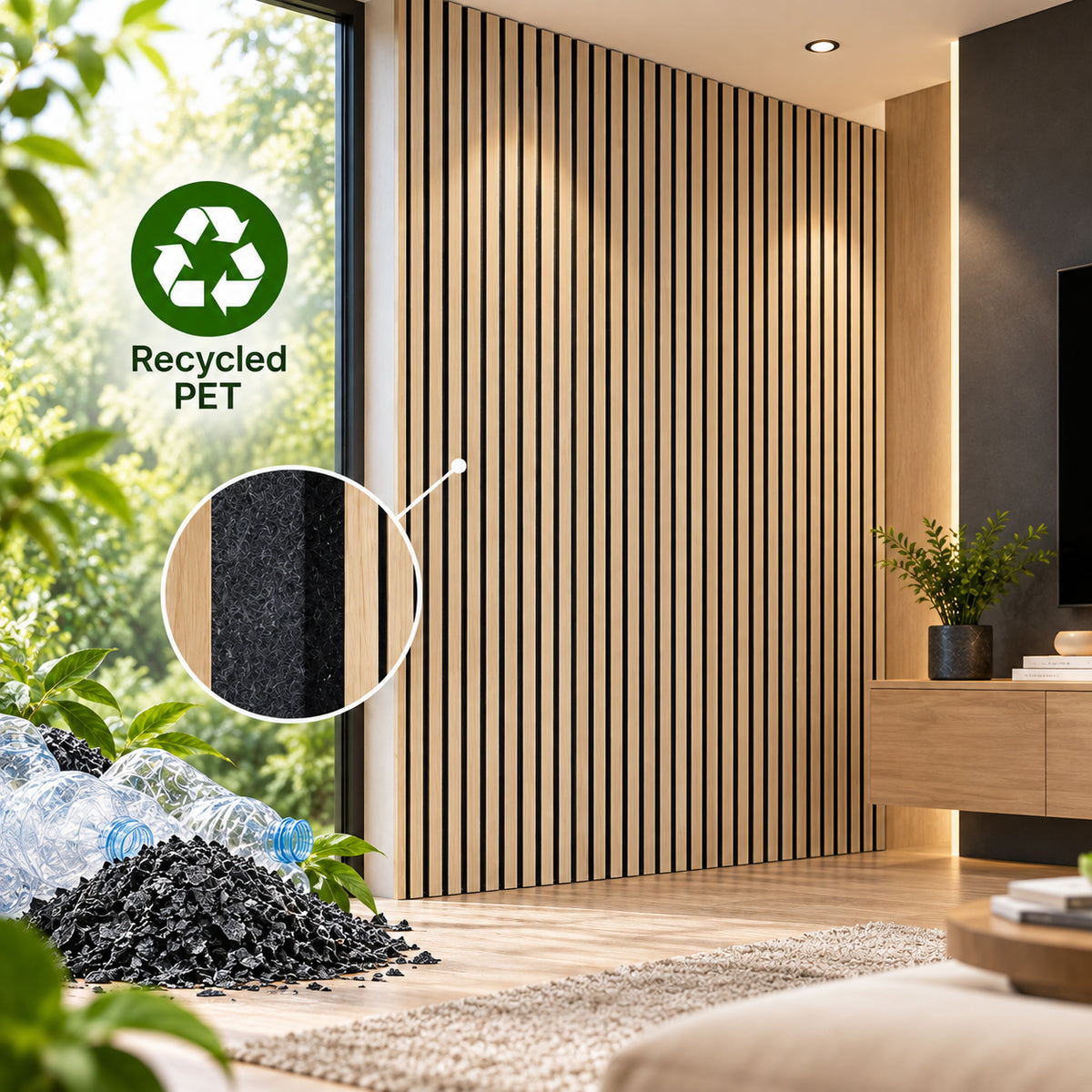 Linear Acoustic Wall Panel -  PET + MDF Size: 605 x 2400 mm (Pack of 2)