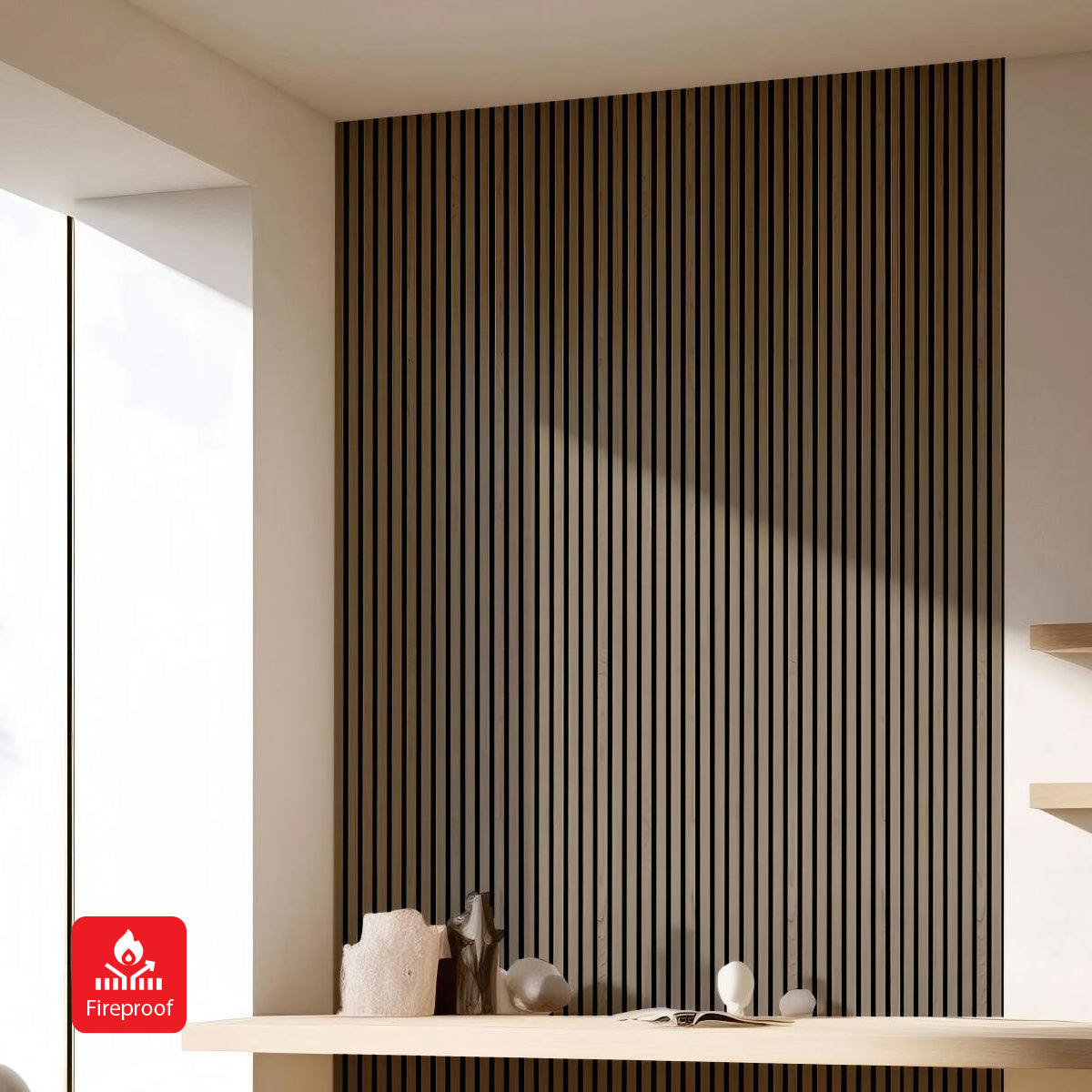 Linear Acoustic Wall Panel -  PET + MDF Size: 605 x 2400 mm (Pack of 2)
